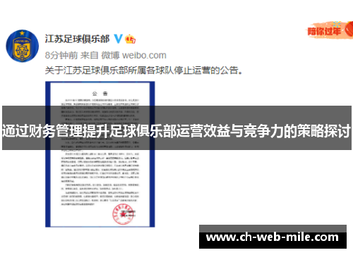 通过财务管理提升足球俱乐部运营效益与竞争力的策略探讨