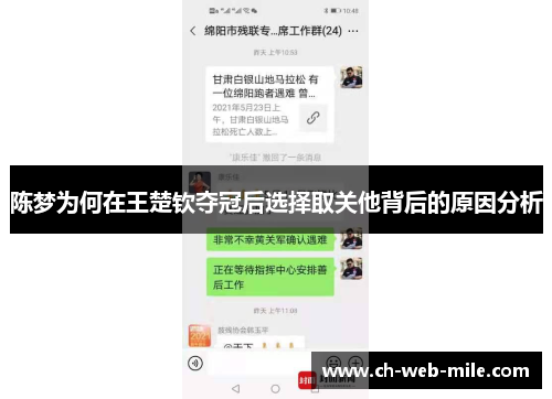 陈梦为何在王楚钦夺冠后选择取关他背后的原因分析